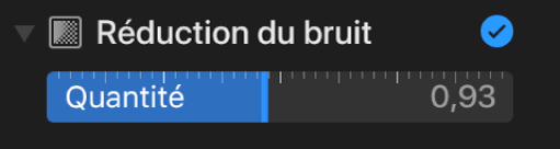 Le curseur Réduction du bruit dans la sous-fenêtre Ajuster.