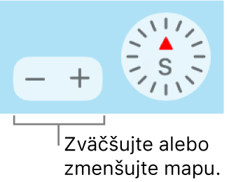 Tlačidlá zväčšenia na mape.