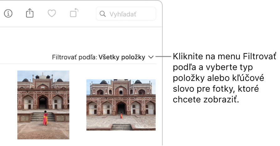 Vyskakovacie menu Filtrovať podľa je nastavené tak, aby zobrazovalo všetky položky.