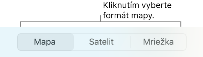 Tlačidlá Mapa, Satelit a Mriežka.