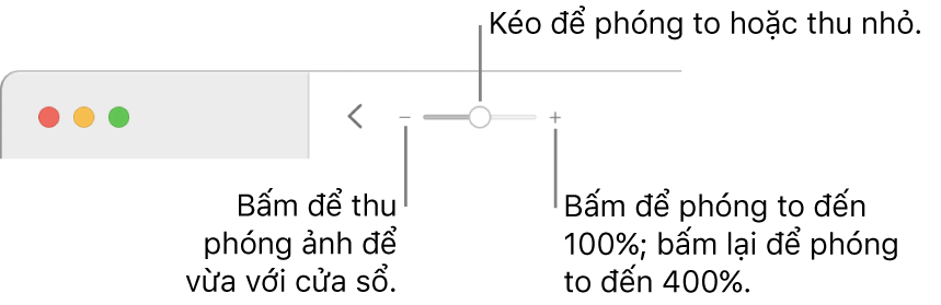 Thanh công cụ đang hiển thị các điều khiển thu phóng.