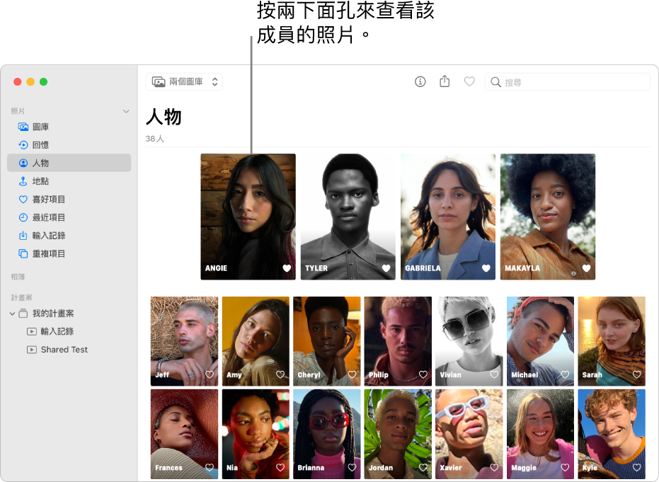 「人物」相簿中的面孔。