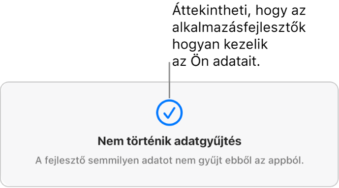 A Mac App Store főoldalának egy része, ahol a kiválasztott app fejlesztőjének adatvédelmi nyilatkozata látható.