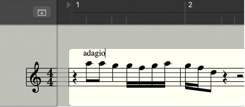 Abbildung. Eingeben von Text im Notationseditor