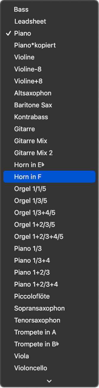 Abbildung. Einblendmenü „Stil“ in der Darstellungs-Parameterbox