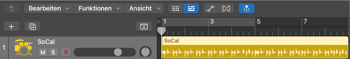 Abbildung. Eine Software-Instrument-Spur, die eine 8-Takt-Drummer-Region enthält