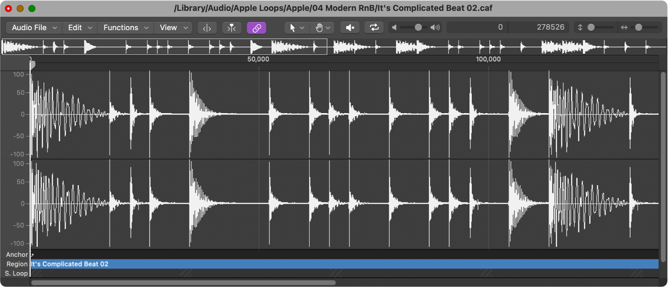 Abbildung. Logic Pro-Audiodateieditor.