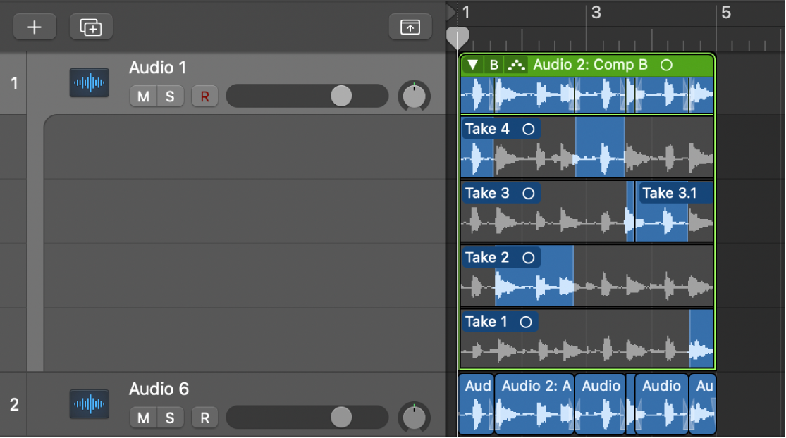 Figure. Showing the exported comp on a new track.