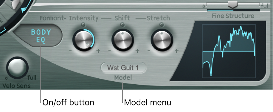 Figure. Body EQ On/Off and Model parameters.