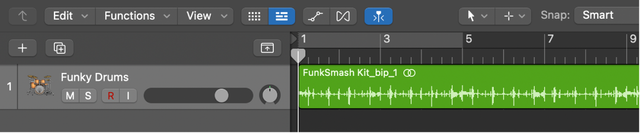 Figure. Tracks area showing audio track selected.