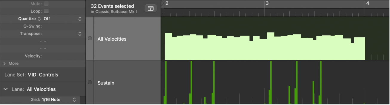 Figure. Showing Note Length chosen in Pen Width pop-up menu.