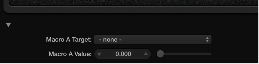 Figure. Macro target and value parameters of Pedalboard’s Macro Controls area.