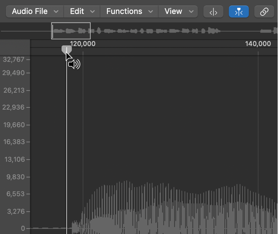 Figure. Sample Editor with the Preview button over the ruler.