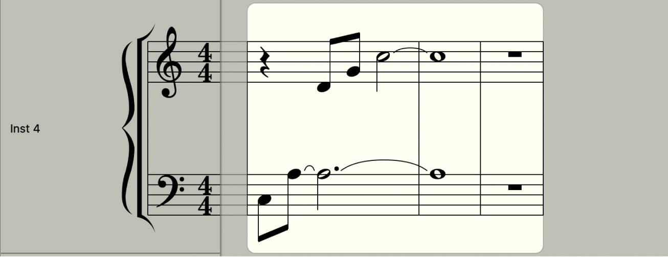 Figure. Result in Score Editor when No Overlap is deactivated.