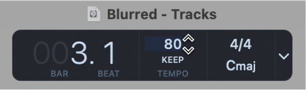 Figure. Editing the tempo in the LCD.