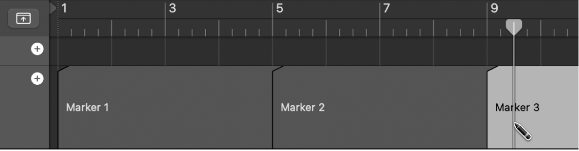 Figure. Creating a marker in the Marker track.