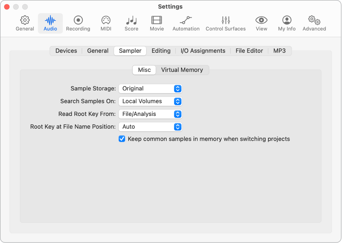 Figure. Misc settings.