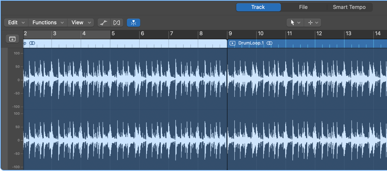 Figure. Audio Track Editor with region selected.