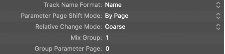 Figure. Picture of Control Surface Group other parameters.