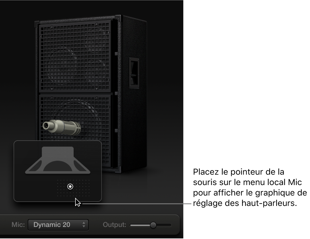 Figure. Paramètres de micro reprenant le graphique de réglage des haut-parleurs.