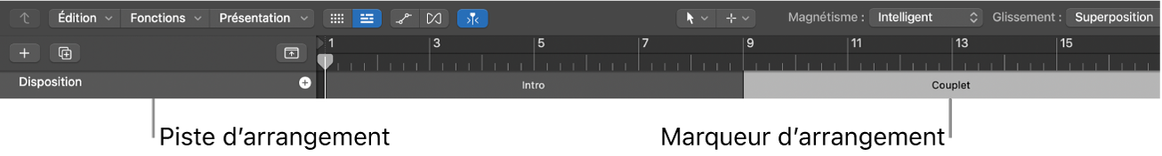 Figure. Ajout d’un marqueur d’arrangement.