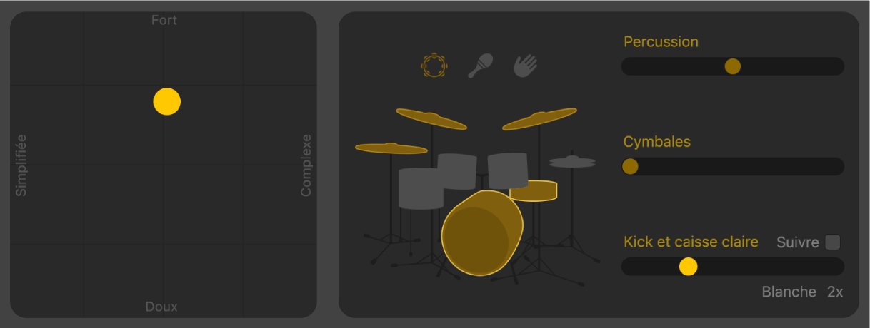 Figure. Côté droit de l’éditeur de drummer.