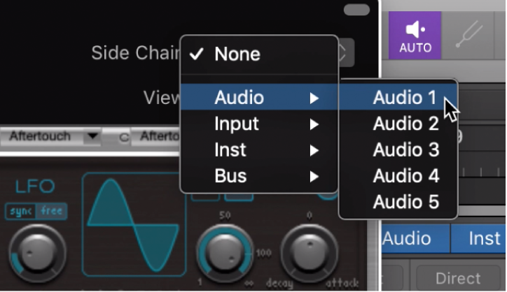 Figure. Menu local de source Side Chain.