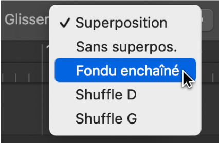 Figure. Menu local Glissement pour la zone Pistes.