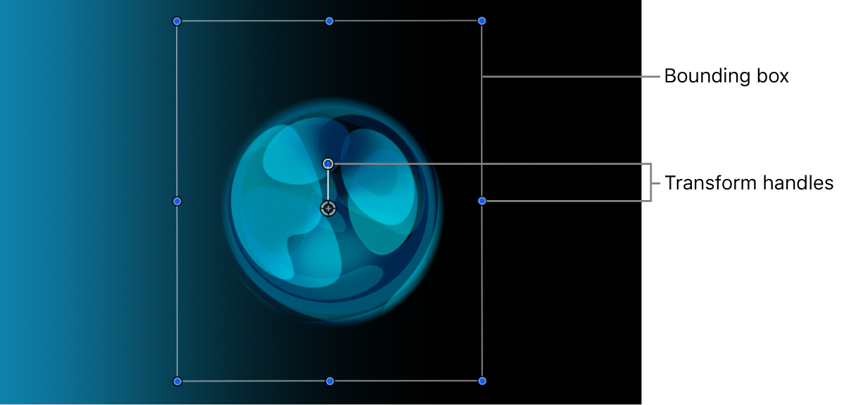 Canvas showing a layer with its bounding box and transform handles active