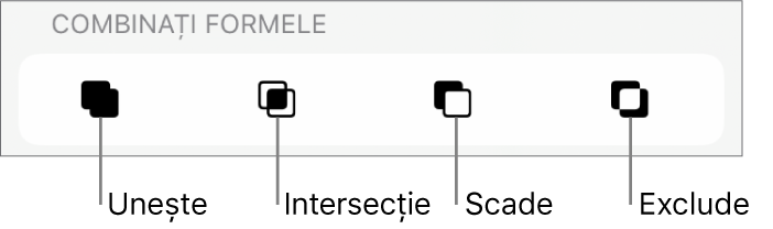 Butoanele Unește, Intersecție, Scade și Exclude de sub Combină formele .