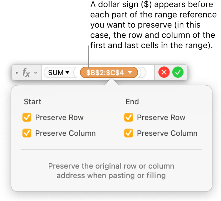 Formula editor with row and column references preserved.