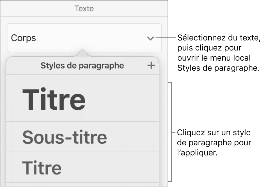 Menu Styles de paragraphes.