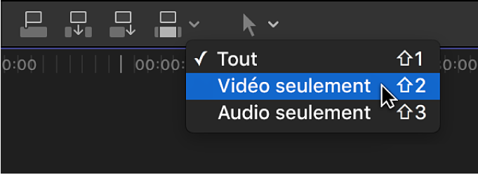 Option Vidéo seulement dans le menu local Édition au-dessus de la timeline