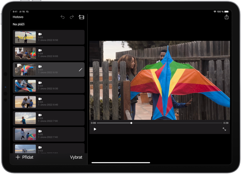 Projekt Kouzelný film v aplikaci iMovie na iPadu