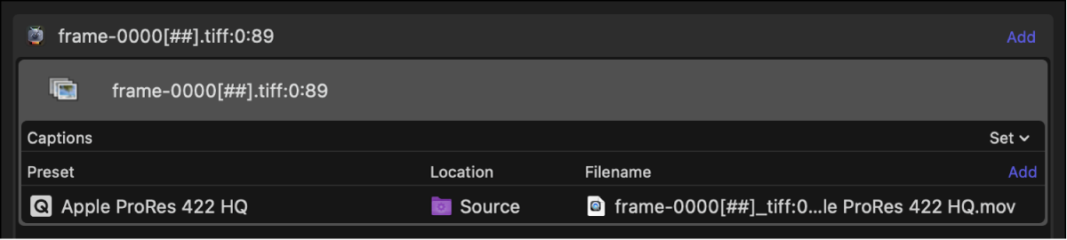 Image sequence job in batch area