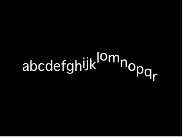 Canvas showing text sequence with Y position offset using a low variance value