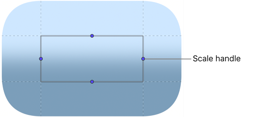 Canvas showing Sliced Scale filter’s Scale onscreen controls