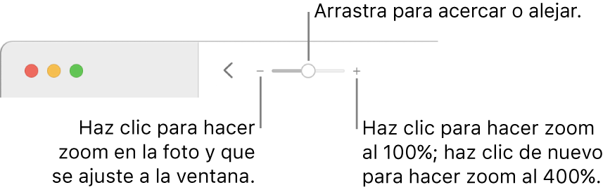 La barra de herramientas con los controles de zoom.