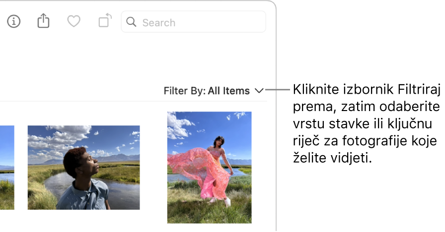 Skočni izbornik Filtriraj prema podešen na prikaz svih stavki.