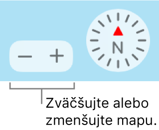 Tlačidlá zväčšenia na mape.