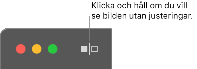 Knappen Utan justeringar bredvid reglagen i det övre vänstra hörnet av fönstret.