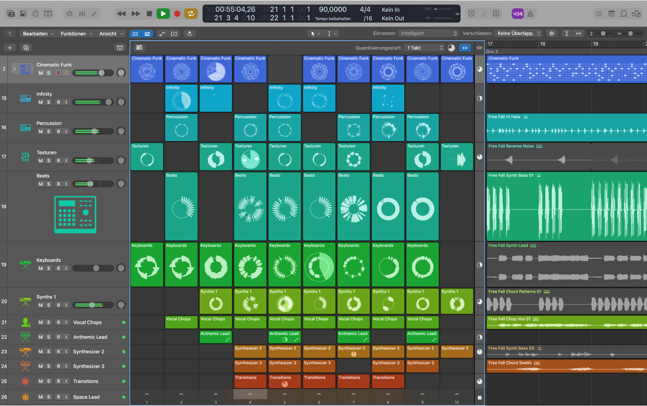 Wiedergabe eines Logic Pro-Projekts