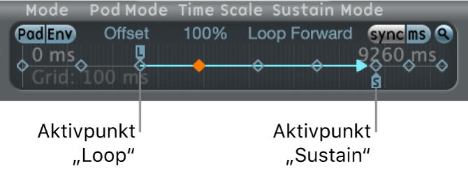 Abbildung. Loop- und Sustain-Aktivpunkte