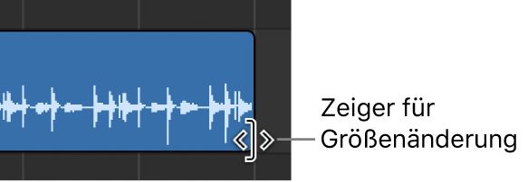 Abbildung. Zeiger für die Größenänderung über dem Rand einer Region