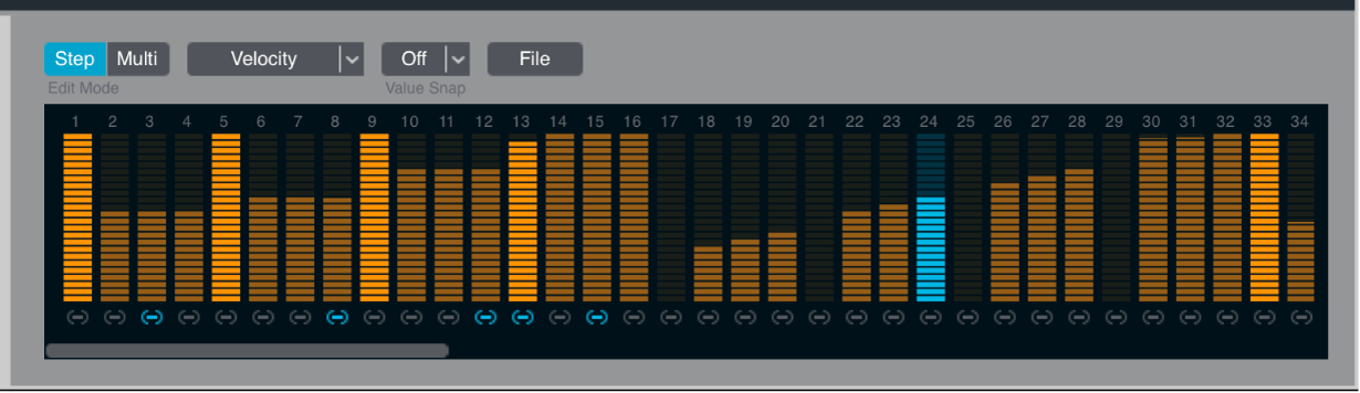 Figure. Arpeggiator step mode controls.