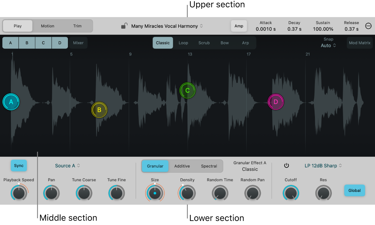 Figure. Full Sample Alchemy interface, showing all parameters.