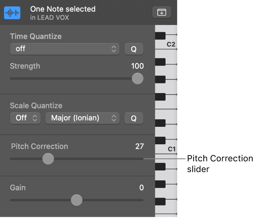 Figure. Pitch Correction slider.