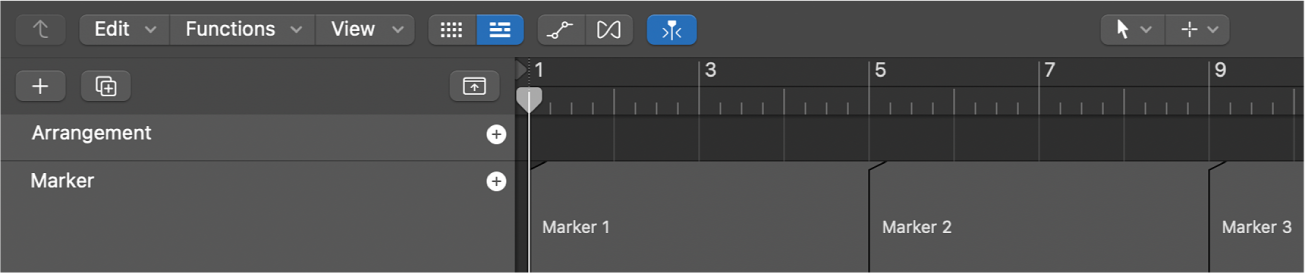 Figure. Markers in the Marker track.