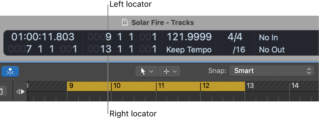 Figure. Left and right locator positions in the LCD.