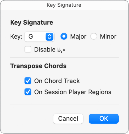 Figure. Key Signature dialog.